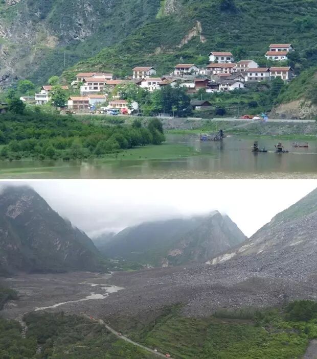 四川山体垮塌震撼对比图：一个村，就这样没了…（组图） - 3