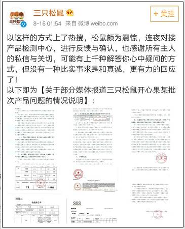 登封爱吃“三只松鼠”零食的，千万别吃了！霉菌超标1.8倍！6598 作者:透心凉715 帖子ID:279891 